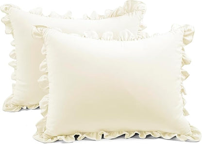 Lush Decor Ruffle Skirt Bedspread Set - 3-Piece Luxurious Farmhouse Bedding - Elegant Ruffle Detail - Timeless Style - Soft Lightweight Sheets - King, Ivory