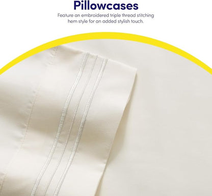 1500 Supreme Collection Full Sheet Sets Ivory - Luxury Hotel Bed Sheets and Pillowcase Set for Full Mattress - Extra Soft, Elastic Corner Straps, Deep Pocket Sheets, Full Ivory