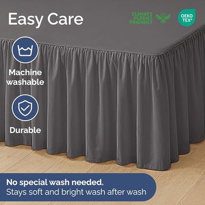 Bedskirt Full Size Ruffle - 18 inch Drop Dust Ruffle Bed Skirt with Platform - Ultra-Soft, Easy Fit, Premium Hotel Quality - Wrinkle, Fade & Shrink Resistant - For Women, Men, Kids & Teens - Dark Grey