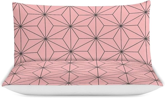 INFLAG Anime Bedding Set - Soft Brushed Microfiber 90x90 Inches Duvet Cover Set, 3 Piece, 1 Duvet Cover with Zipper Closure and 2 Pillow Shams (Queen,Pink)