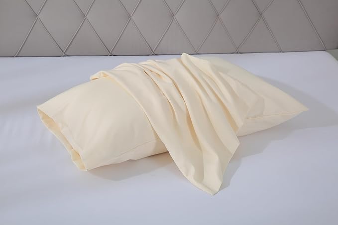 EVOLIVE Ultra Soft Brushed Microfiber King Size 20"x40" Pillowcases Pair with Envelope Closure Set of 2 (20"x40" King, Pearled Ivory)