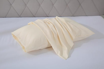 EVOLIVE Ultra Soft Brushed Microfiber King Size 20"x40" Pillowcases Pair with Envelope Closure Set of 2 (20"x40" King, Pearled Ivory)