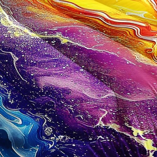 Nttopship Colorful Watercolor Comforter Tie Dye Bedding Set with 2 Pillowcase Twin Size Marbling Comforter Set for Kids Boys Girls Bedroom Decor