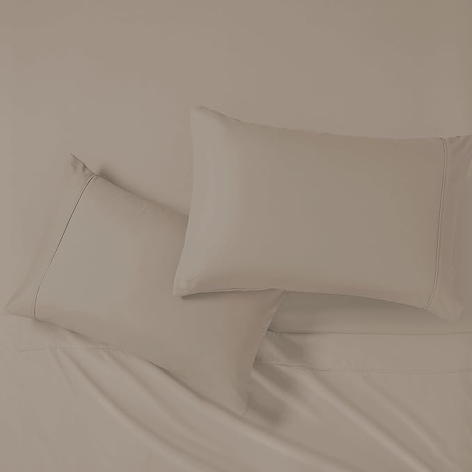 Modern Threads Soft Microfiber Solid Sheets - Luxurious Microfiber Bed Sheets - Includes Flat Sheet, Fitted Sheet with Deep Pockets, & Pillowcases Khaki Twin