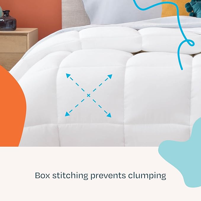 Linenspa White Down Alternative Comforter and Duvet Insert, for California King Size Bed – All-Season Comforter with Box Stitch and 8 Duvet Loops – Bedding for Kids, Teens, and Adults