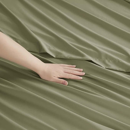 Clara Clark Twin Sheets, 5 Piece Set - Hotel Luxury Sheets for Twin Size Bed, Super Soft Bedding Set, Twin Size, Sage Green