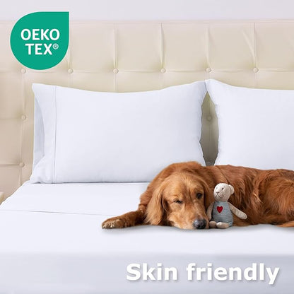Twin Size Bed Sheet Set - 3 Piece Soft Microfiber Sheets with Deep Pockets, Cooling Technology, and Wrinkle-Free Pillowcase. Hotel-Quality, Durable Bedding, Brilliant White