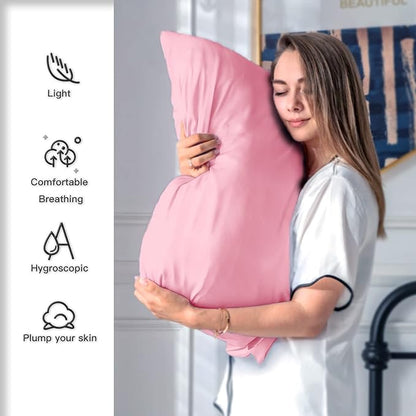 Mulberry Silk Pillowcase for Hair and Skin Pillow Case with Hidden Zipper Soft Breathable Smooth Cooling Silk Pillow Covers for Sleeping (Pink, King,1Pcs)