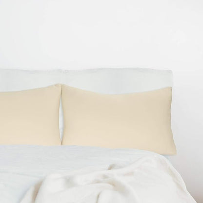 Stretch Pillowcases - Micro Jersey Knit & Ultra Soft, Standard Size - Set of 2 Pillow Cases, Beige