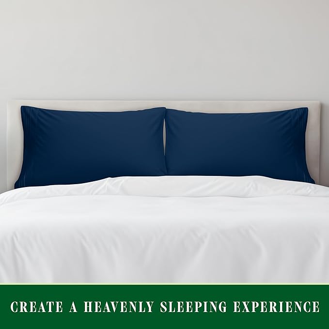 Elegant Comfort Luxury Ultra-Soft 2-Piece Pillowcase Set - 1500 Premium Hotel Quality Microfiber Double Brushed - Wrinkle Resistant, King Size, Navy Blue
