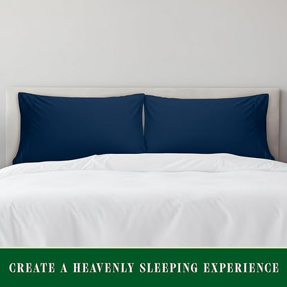 Elegant Comfort Luxury Ultra-Soft 2-Piece Pillowcase Set - 1500 Premium Hotel Quality Microfiber Double Brushed - Wrinkle Resistant, King Size, Navy Blue
