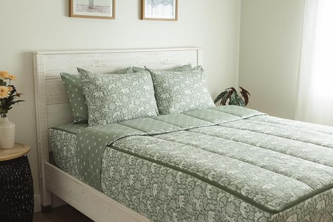 Beddy's Fantasy Woodland Girls Durable Zipper Bedding for Kids, Bed in a Bag, Green Sheets & Comforter with Animal & Woods Design, Includes Pillowcase & Pillow Sham Easy to Make & Wash