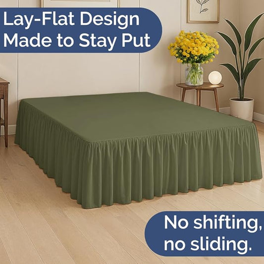 Bedskirt Twin Size Ruffle - 18 inch Drop Dust Ruffle Bed Skirt with Platform - Soft, Easy Fit, Premium Hotel Quality - Wrinkle, Fade & Shrink Resistant - for Women, Men, Kids and Teens - Sage Green