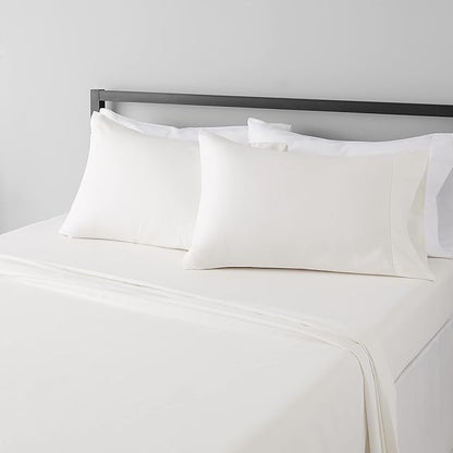 Basics Breathable, Ultra-Soft, Wrinkle-Free, Machine Washable Microfiber 4 Piece Bed Sheet Set with 14-Inch Deep Pockets, King, Cream, Solid