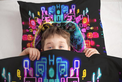 Sunnycitron Gamepad Gamer Comforter Set for Boys Gaming Bedding Set Full