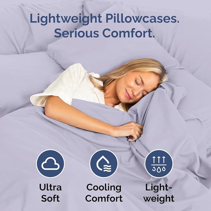 King Standard Pillow Cases Set of 4 - Soft Hotel Quality Pillowcase Covers - Comfy Bedding for Women, Men, Kids & Teens - Machine Washable Pillow Protectors - 4 Piece - King Standard Light Lavender