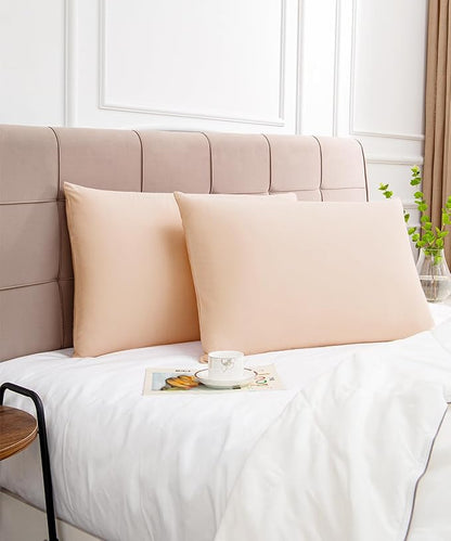 Warmstar Cotton Pillow Cases King Size Set of 2, 600 Thread Count Pillowcases 20x36 Inches, Soft Long Staple Cotton Pillowcases Breathable with Envelope Closure,Champagne