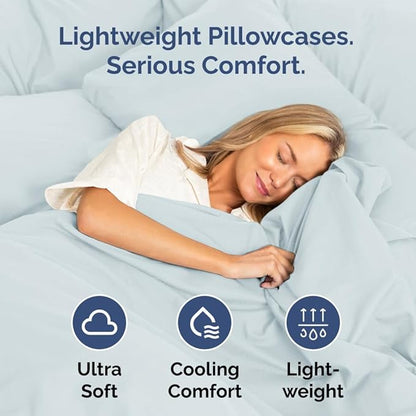 Body Pillowcases Set of 2-20x54 Long Body Pillow Case - Soft Body Pillow Cover for Sleeping & Side Sleepers - Comfy, Wrinkle & Fade Free - Machine Washable w/Envelope Enclosure Sky Blue