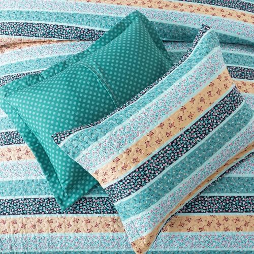 HoneiLife Quilt Sets Queen Size - 3 Piece Microfiber Quilts Lightweight Bedspreads Floral Coverlets Queen Quilt Bedding Sets for All Season Use