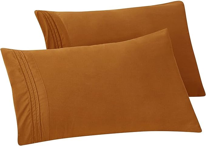 Elegant Comfort Solid Pillowcases 1500 Premium Hotel Quality Microfiber - Smooth Weave, Wrinkle and Stain Resistant, Easy Slip-On, 2-Piece Set, King Pillowcase, Bronze