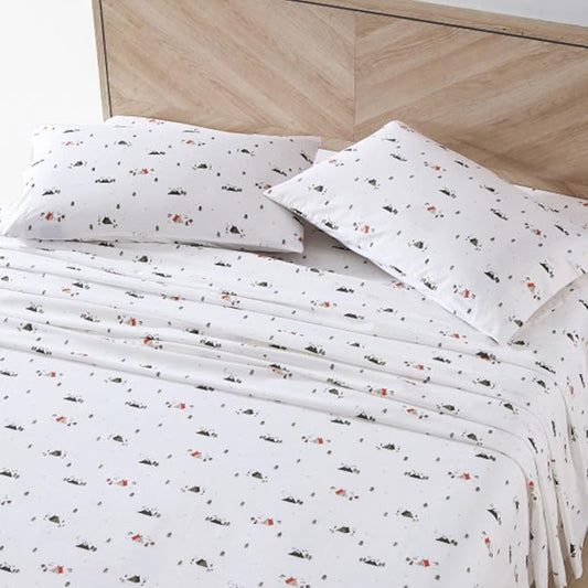 Eddie Bauer - Full Sheets, Cotton Percale Bedding Set, Crisp & Cool Home Decor, Dorm Room Essentials (Cascade Camping, Full)