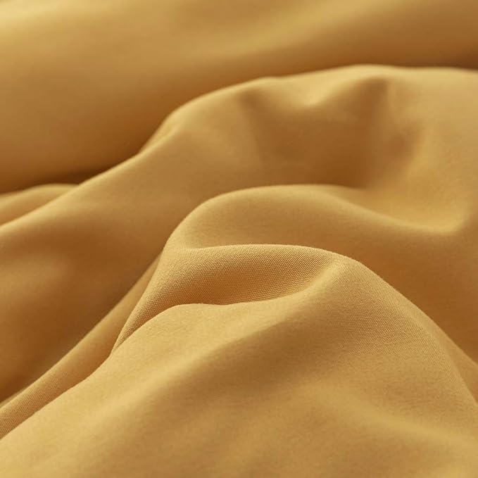 CLOTHKNOW Mustard Yellow Queen Comforter Set 3Pcs Yellow Bedding Comforter Sets Soft All Season Turmetric Comforter with 2 x Pillow Cases