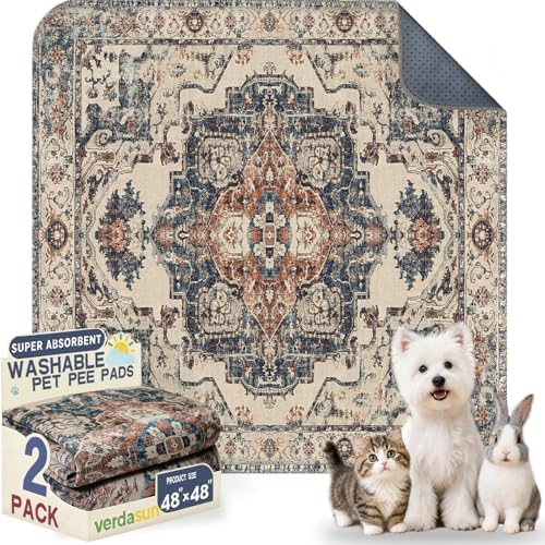 Washable Pee Pads for Dogs 48"x48" 2 Pack Reusable Puppy Potty Pad