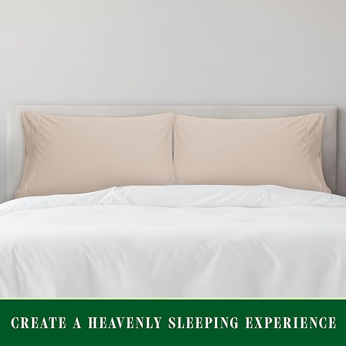 Elegant Comfort Luxury Ultra-Soft 2-Piece Pillowcase Set - 1500 Premium Hotel Quality Microfiber Double Brushed - Wrinkle Resistant, King, Cream