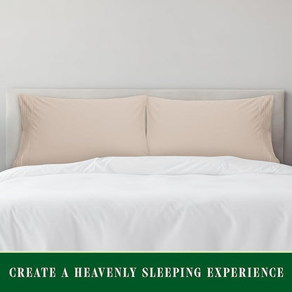 Elegant Comfort Luxury Ultra-Soft 2-Piece Pillowcase Set - 1500 Premium Hotel Quality Microfiber Double Brushed - Wrinkle Resistant, King, Cream