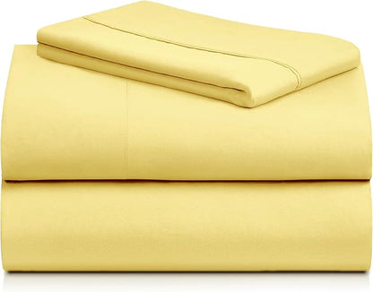 LuxClub 3 PC Twin XL Sheet Set, Deep Pockets Wrinkle Free Cooling Bed Sheets Hotel Bedding for Women, Men, Kids & Teens, Includes 1 Fitted Sheet, 1 Flat Sheet and 1 Pillowcase-Silky Soft Lemon