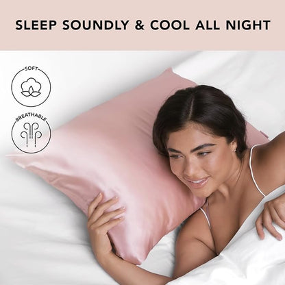 Kitsch Satin Pillowcase with Zipper for Hair & Skin - Softer Than Silk Pillow Cases, Smooth Cooling Satin Pillow Case, Wrinkle-Free, Machine Washable, King Size Satin Pillow Case 19x36 - Blush, 2pcs
