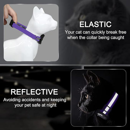Reflective AirTag Cat Collar, Integrated Cat Collar with Air Tag Holder | Built in AirTag Holder, Adjustable 7-13in for Cats, Kittens and Puppies, Safety Elastic Band, Reflective for Night Walking