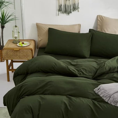 CLOTHKNOW Dark Green California King Comforter Set Green Bedding Comforter Sets Soft Hunter Green Comforter with 2 x Pillow Cases