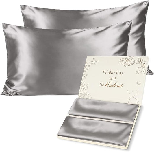 Yanibest Satin Pillowcase, Silk Pillow Cases for Hair and Skin with Zipper, Standard Pillow Cases Set of 2 for 20"x26", Exquisite Packaging for Women Men