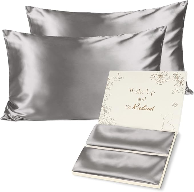 Yanibest Satin Pillowcase, Silk Pillow Cases for Hair and Skin with Zipper, Queen Pillow Cases Set of 2 for 20"x30", Exquisite Packaging for Women Men