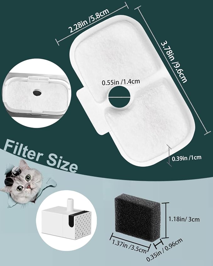 12 Pack Cat Water Fountain Filter fit Petli bro Dockstream Fountain PLWF005 | Pet water Filter Replacements, 12-Pack Individually Wrapped, Fit Dockstream PLWF105/PLWF115/PLWF005/PLWF305 White