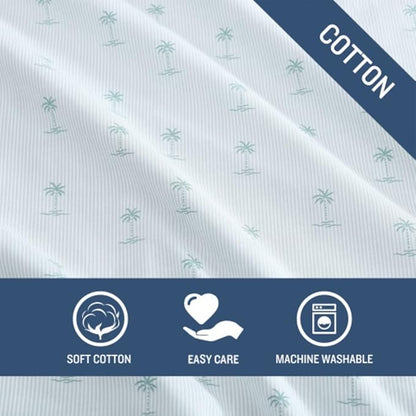 Tommy Bahama - Queen Sheets, Cotton Percale Bedding Set, Crisp & Cool, Stylish Bedding Set (Kaw Palms Blue, Queen)