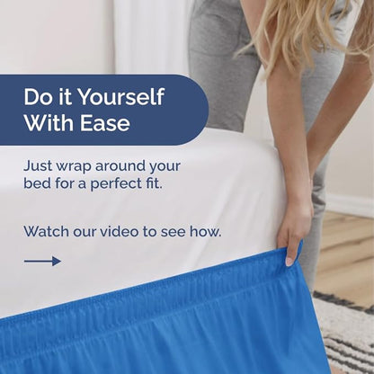 Wrap Around Dust Ruffle Bed Skirt - Royal Blue - Twin/Twin XL Size Beds w/ 12 Inch Drop - Easy Fit Elastic - Adjustable Pleated Bedskirt w/Brushed Fabric - Wrinkle Free, Women, Men, Kids & Teens