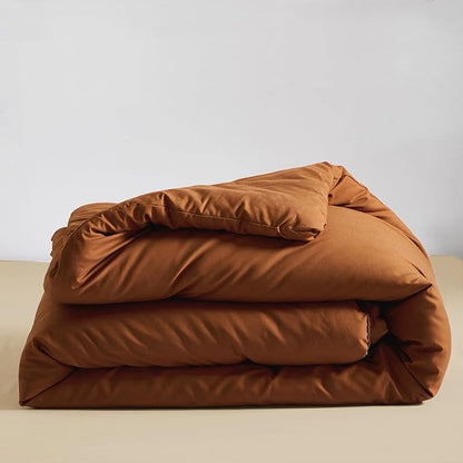 KAREVER Pumpkin Color Comforter Set King Cinnamon Bedding Set Girls Solid Burnt Orange Bed Comforter Set Plain Pumpkin Color Breathable Blanket Teens Cinnamon Color Lightweight Quilts Set King Size