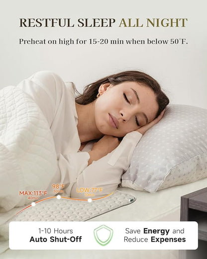 GOTCOZY Heated Mattress Pad Mini Twin Size 31"x55" - Electric Mattress Pad with 9 Heat Settings & 10 Hour Auto Off Machine Washable(White)