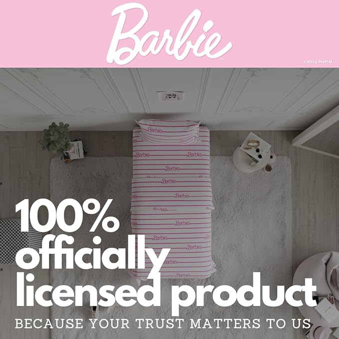 Collectibles Barbie Logo Bedding Super Soft Cozy Microfiber 3 Piece Twin Sheet Set, (Officially Licensed Product) by Franco