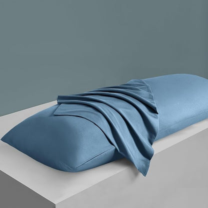 MILVOWOC 2Pcs Brushed Microfiber Body Pillowcases - 20 x 60 Inch, Slate Blue Pillow Case Set Non Slip Envelope Pillow Cover with Moisture Absorption and Anti-Wrinkle