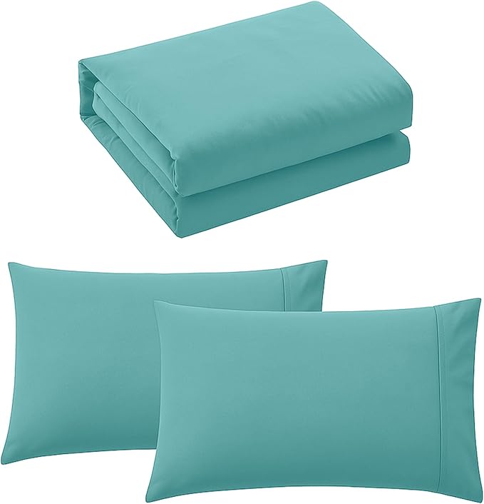 Pure Bedding California King Duvet Cover - Extra Soft Bedding Set, Includes 1 Cal King Duvet Cover 104x98 Inches with Zipper Closure & 2 Pillow Shams, Comforter Not Included, Aqua