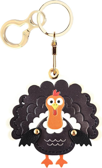 BORKUANA Leather Keychain Holder Case Compatible with AirTag,Cute Protective Cover with Keyring