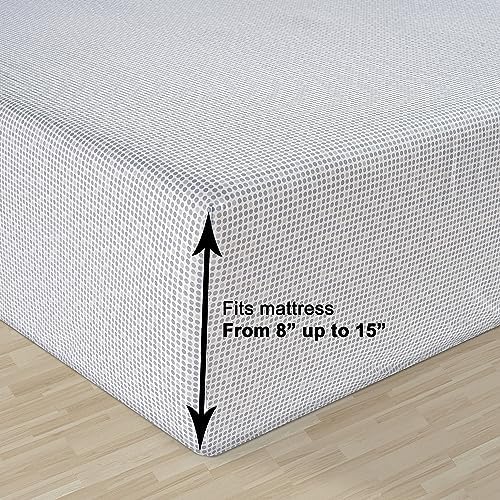 LANE LINEN Twin XL Bed Sheets 100% Organic Cotton 3pc Percale - Polka Dot