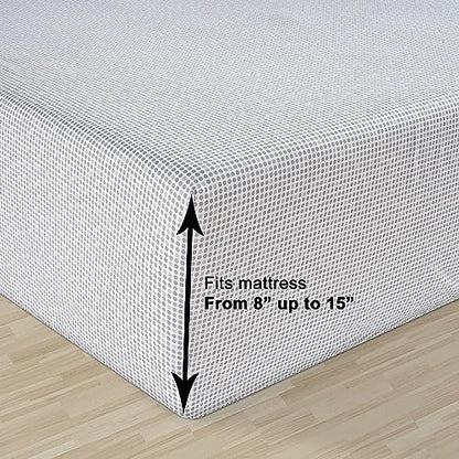 LANE LINEN Twin XL Bed Sheets 100% Organic Cotton 3pc Percale - Polka Dot