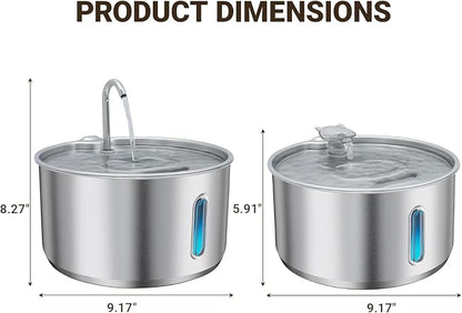 Stainless Steel Cat Water Fountain, 4L Quiet Pet Fountain for Cats & Dogs | Dog Water Fountain, 135oz Large Capacity, Small Dogs, USB Powered, 3 Flow Options, Triple Filtration, 4 Filters & 4 Sponges