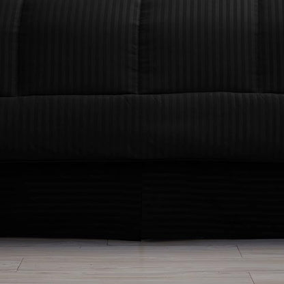 Queen Comforter Set 8 Piece Bed in a Bag with Bed Skirt, Fitted Sheet, Flat Sheet, 2 Pillowcases, 2 Pillow Shams, Queen, Dobby Black