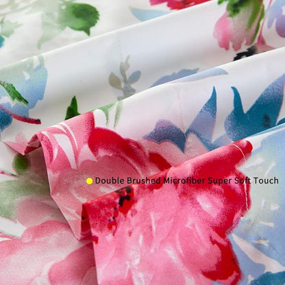 JSD Watercolor Rose Floral Sheet Set Twin Size, 3 Piece Soft Printed Microfiber Sheets Extra Deep Pocket