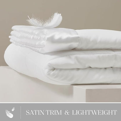 Madison Park Windom Down Alternative Blanket, Premium 3M Scotchgard Moisture Wicking Treatment, Lightweight and Soft Bed Cover For All Season, Satin Trim, White King